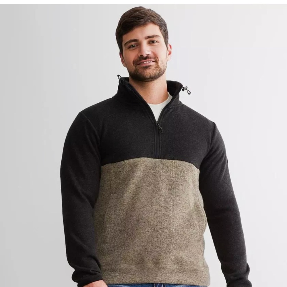 Billabong NWOT sz LGE men’s charcoal, white grey sweater fleece 1/4 zip pullover